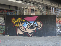 902533 Afbeelding van het centrale paneel met een Utrechtse kabouter (KBTR), van 'Graffitifun - Hall of Fame Utrecht', ...